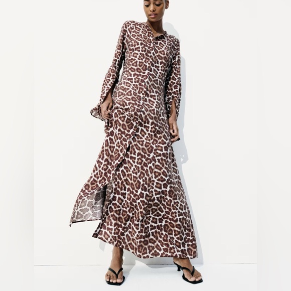H&M Dresses & Skirts - H&M Brown Animal Print Maxi Dress